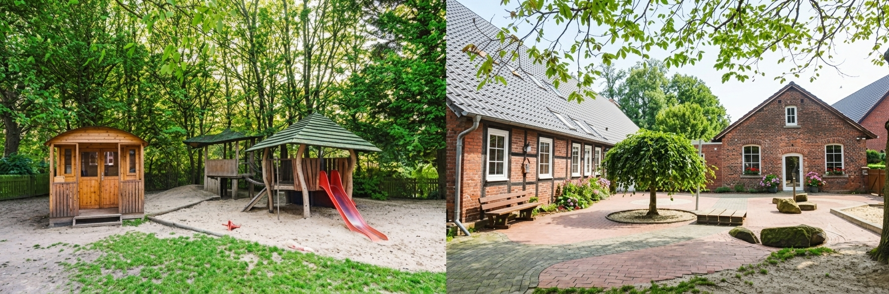 Außenanlage der Kindergruppe Lengerich im Sommer